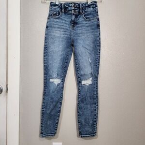 Buckle Black Jean's Women's Size 24 Distressed Fit No 75 Ankle Skinny Shaping